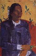Paul Gauguin Woman holding flowers oil
